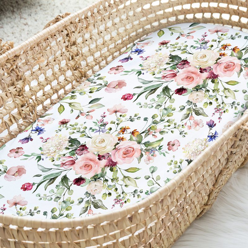 Spring Blossom Fitted Bassinet Sheet/Change Mat Cover