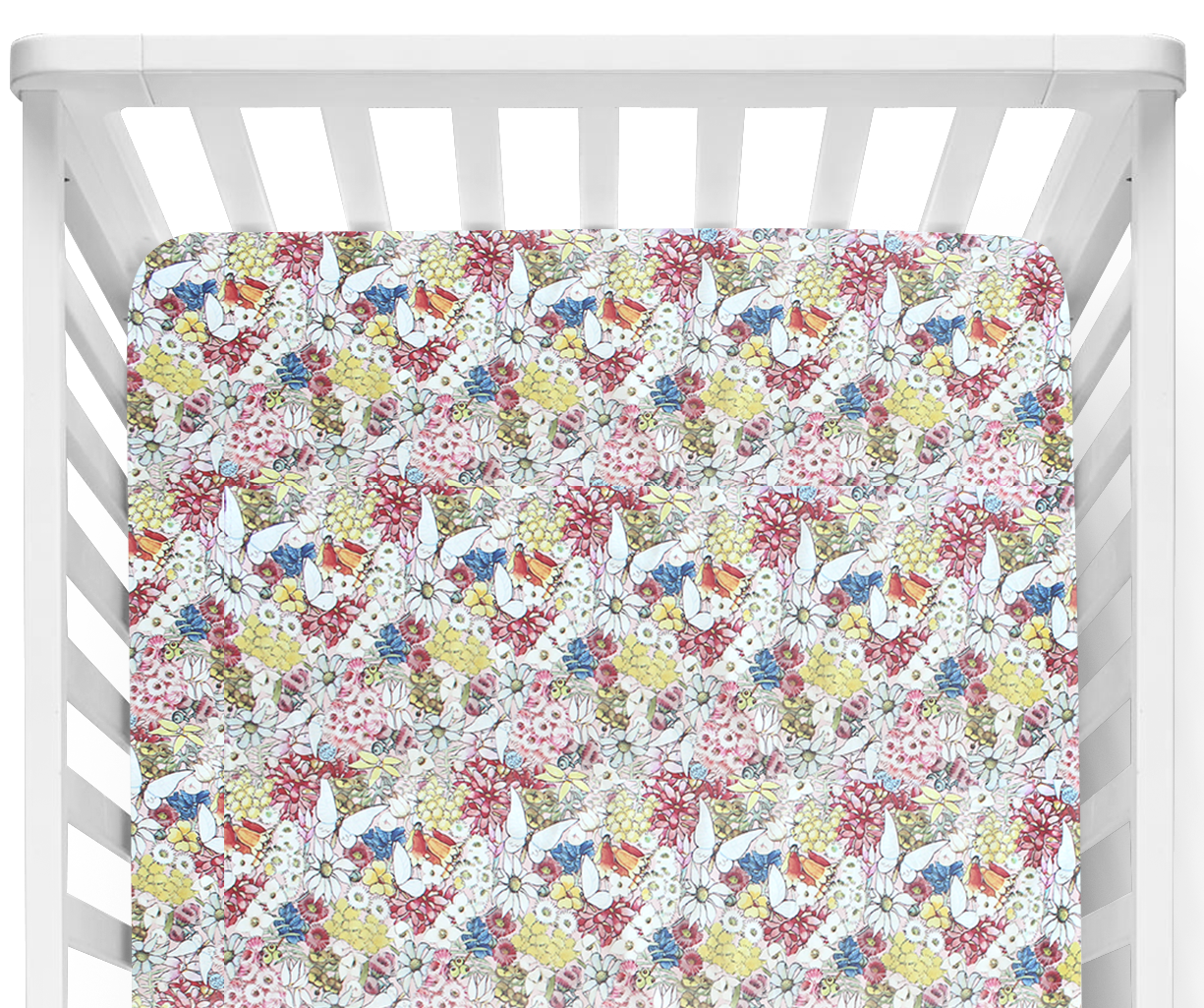 May Gibbs Garden Red Fitted Cot Sheet/Crib Sheet